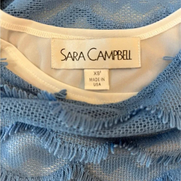 Sara Campbell Blue Fringe Tunic Top in XS